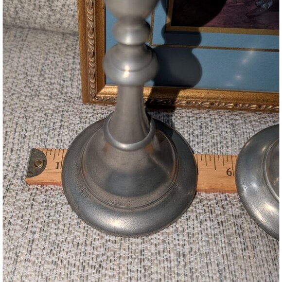 Royal Holland Pewter KDM Candlesticks Pair Made In Portugal By Daalderop 8" Tall - Picture 7 of 12